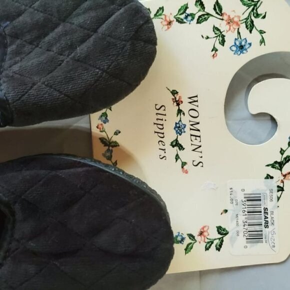 Sears Vintage Black Soft Cushioned Slipon Sz 8 Slipper - Picture 2 of 3